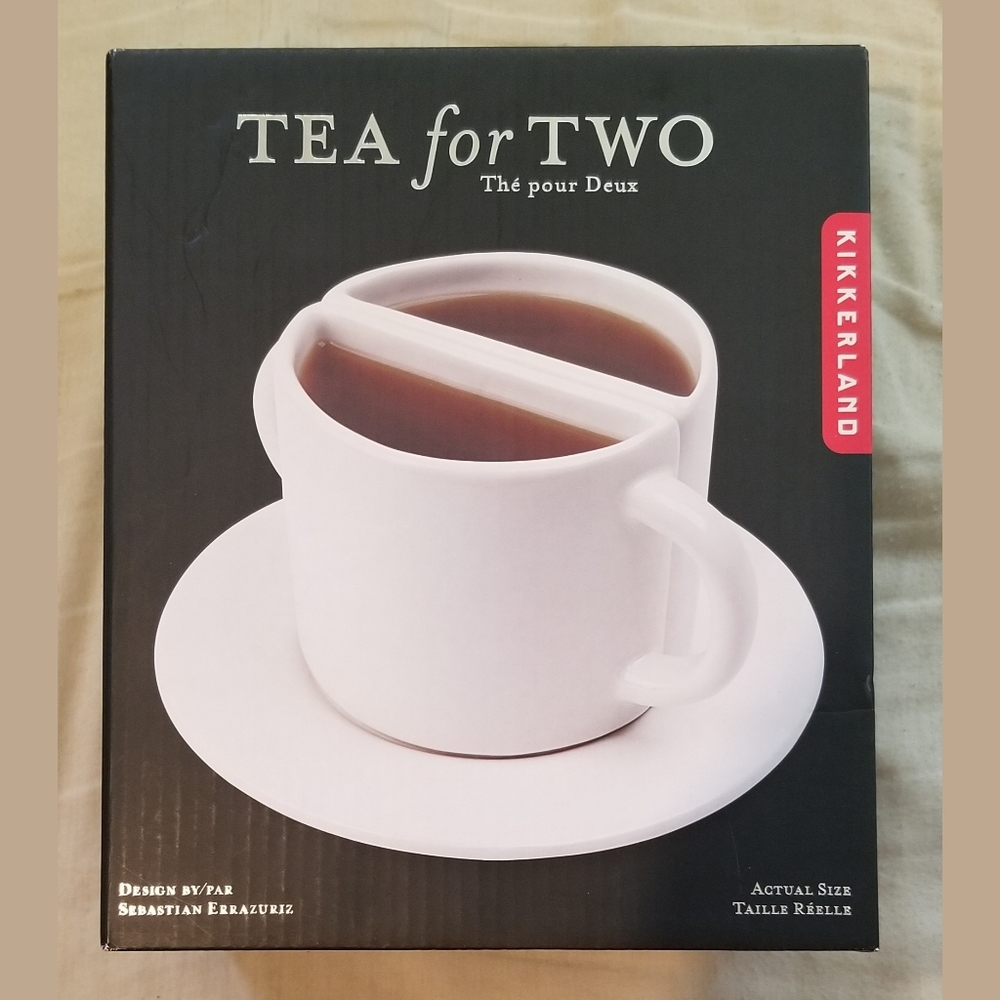 NEW Kikkerland Tea for Two Teacup Saucer Set